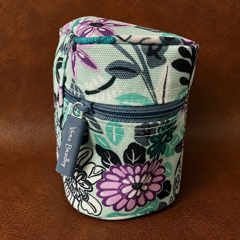 Vera Bradley Penelope's Garden Zippered Cosmetic Bag Floral Hedgehog Travel Case